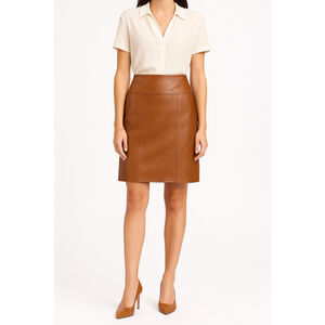 Danier Genuine Leather Skirt Brown Tan Buttery Soft Scalloped Hem, 27” Waist